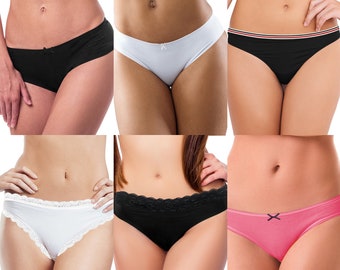Ladies Underwear 5 Pack Bikini Briefs Womens Lingerie Soft Comfort Fit Cotton Panties Stretch Breathable Multipack Knickers Sizes 6-20