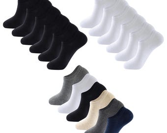 6 Pairs Unisex Low Cut No Show Trainer Liners Socks Combed Cotton Adult with Anti-Slip Heel Ergonomic Heel Elastane Stretch Breathable Socks