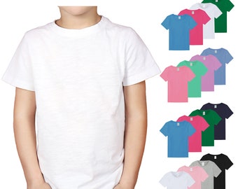Girls T-Shirt 4 Pack Coloured 100% Cotton T-Shirts Tee Crew Neck Size 2-13 Years