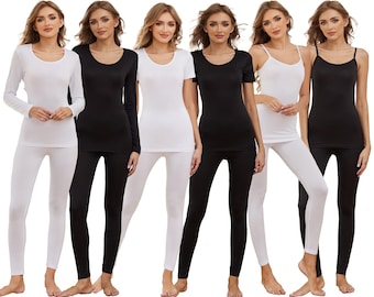 Ladies Thermal Underwear Set Lightly Brushed Warm Base Layer Top and Long Johns Leggings Moisture Wicking Multiway Stretch Winter