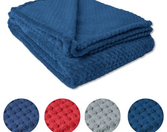 Blanket Flannel Fleece Bed Warm Cosy Waffle Throw Over Blanket Ultra Soft Bed Sofa