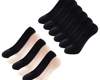 Ladies 6 pairs Invisible Low Cut No Show Socks Womens Breathable Combed Cotton Socks Anti-Slip Grip & Flat Toe Seam Stretch Casual Socks