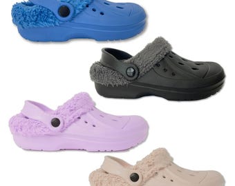Girls Boys Clogs Fleece Lined Cosy Warm Unisex Kids Sandals Slippers Slip On