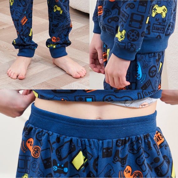 Boys Fleece Pyjamas Supersoft Cosy Set Long Sleeve Gaming