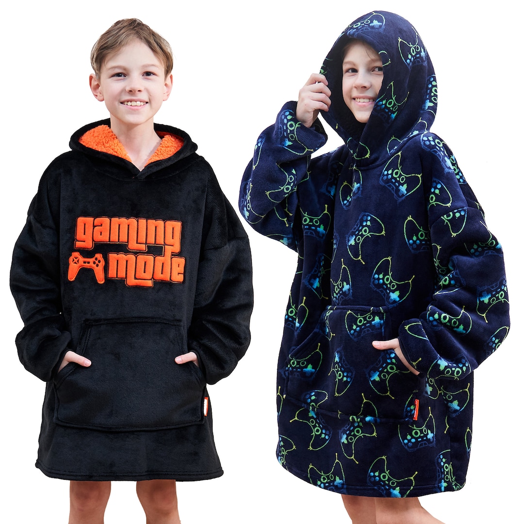 Hoodie Blanket Boys Kids Sherpa Fleece Oversized Chunky Heavy Plush