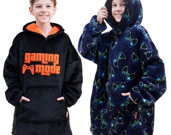 Hoodie Blanket Boys Kids Sherpa Fleece Oversized Chunky Heavy Plush Cosy Warm Winter