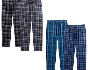 Mens 1 and 2 Pack Pyjama Bottoms Lounge Pants Trousers for Men Nightwear Loungewear Pyjama with Pockets Elastic Waistband