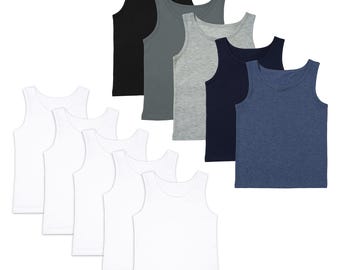 Boys 5 Pack Vests Underwear Sleeveless Kids 100% Cotton White Size 2-13