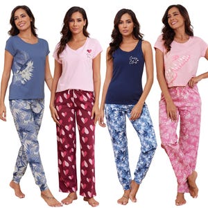Ladies cotton cuffed pyjamas sale