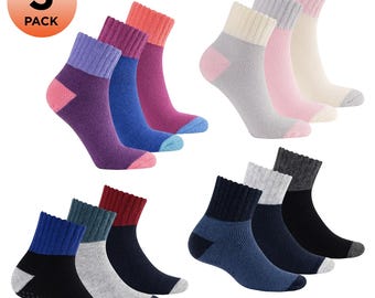 Mens Ladies 3PK Brushed Lounge Socks Super Soft Cosy Elastane Stretch Warm Thermal Anti-Slip Chunky Ribbed Cuff Fleece Brushed Interior