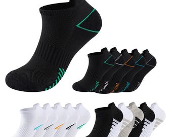 Mens Socks 5 Pack Trainer Liner Gym Running Socks Heel Tab Breathable Arch Support Cushioned Heel & Toe Hiking Mens Sports Socks Size 6-11