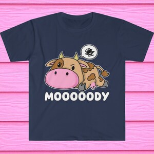 Mooooody Cute Cow Shirt Unisex Jersey Short Sleeve Print Kawaii Moody Angry Heifer Angus