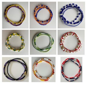 Glass Seed Bead Bracelets, Set of Three, School and Sports Teams Colors, College & Professional Sports Teams, Game Day, Accessory, Gift