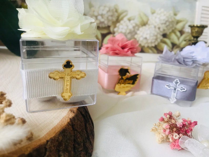 Holy Baptism Floral Return Gift Box & Cross Tag Christening Etsy