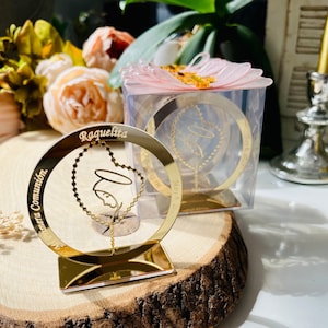 Cadeau de baptême, cadeau de baptême chapelet, souvenirs de baptême personnalisés pour garçon fille, souvenir de baptême en or, cadeau de sainte communion
