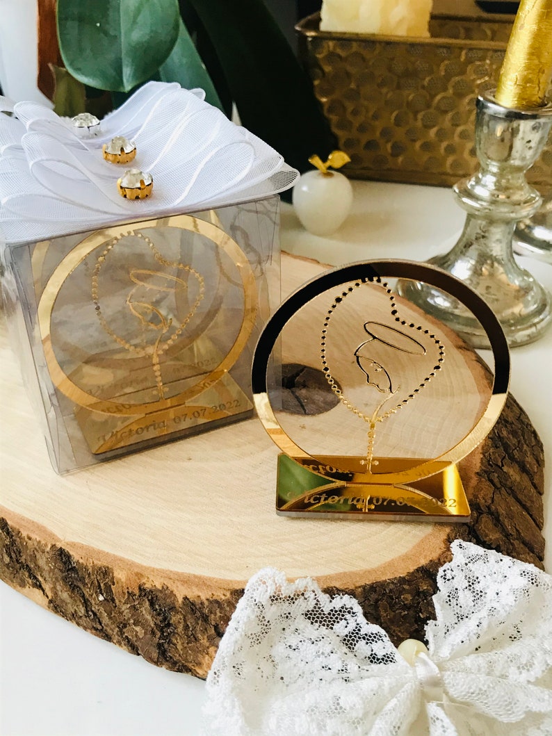 Christening Favor Rosary Cross Baptism Gift Personalized Etsy