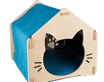 Wooden cat house - Pet furniture - Cat house indoor - Cat bed