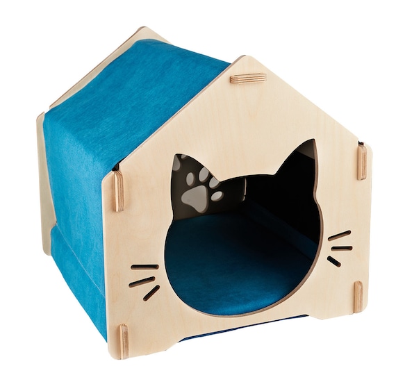 Wooden Cat House Pet Furniture Cat House Indoor Cat Bed Etsy