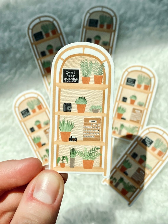 Boho Plant Shelf Sticker Indoor Plant Stand Cactus Decal Etsy
