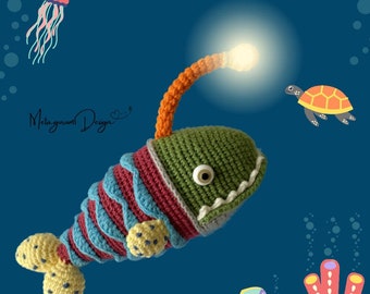 Häkelfisch, Anglerfisch Luke, Amigurumi Meeresbewohner, PDF-Datei
