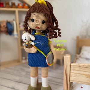 Crochet Doll Pattern, Maggy Amigurumi Girl with Bunny (DIY Toy PDF)