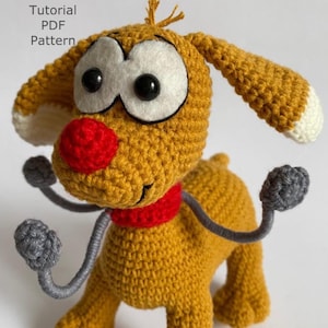 Crochet Cartoon Character, Crochet Inspector Gadget BRAİN Dog, Crochet Pattern, VIntage Crochet, Amigurumi Toy, Crochet Cartoon Doll
