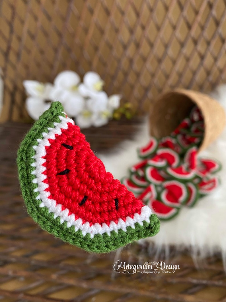 Crochet Watermelon Brooch Pattern | Crochet Jewelry (PDF File) image 4