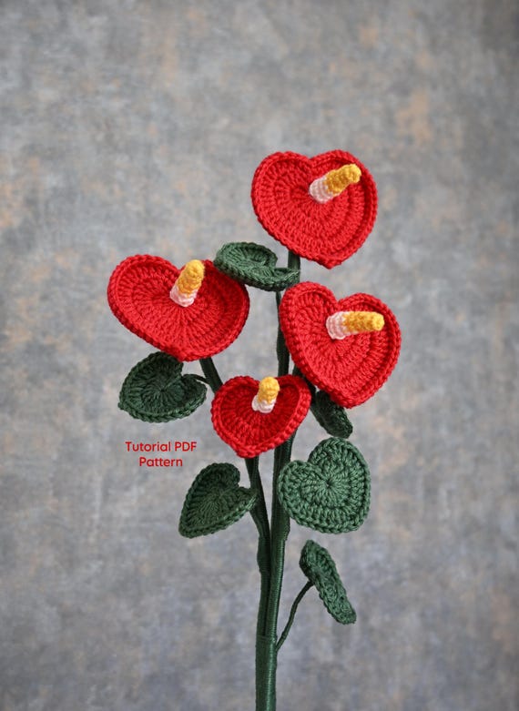Anthurium Flower Pattern, Crochet Flowers, Home Decor, Floral Designs (PDF  FILE) - Etsy Israel