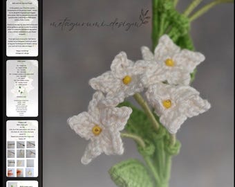 Crochet Jasmine Flower Pattern , Amigurumi Flower Tutorial ,  Digital Download , DIY Floral Decor