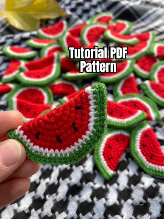 Crochet Watermelon Pattern, Crochet Brooch, Watermelon Brooch Pattern, Jewelry Designs, PDF FILE