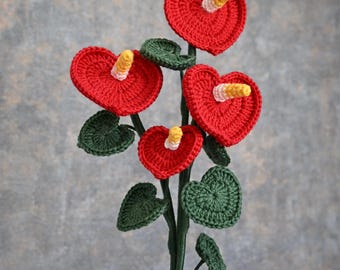 Crochet Anthurium Flower Pattern: Tropical Home Decor (PDF Pattern)