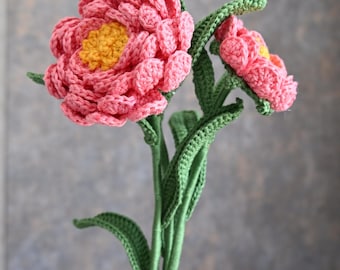 Crochet Peony Pattern: PDF Tutorial with Assembly Video