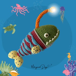 Crochet Fish, Angler Fish Luke, Amigurumi Toy Sea Creatures, PDF File