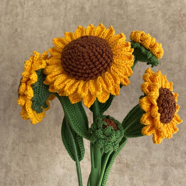 Crochet Sunflower Pattern | Floral Designs | Crochet Flowers | Flower Making File | (PDF + Video Link)
