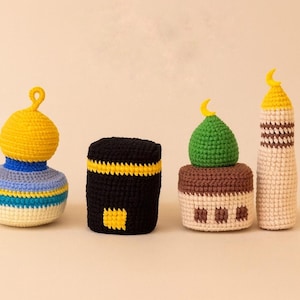 Patrón de conjunto de valores islámicos de crochet mini: Masjid Al Aqsa, Kaaba, Nabawi (patrón PDF)