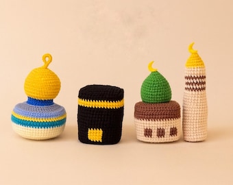 3 in 1, Häkelanleitung, Masjid Al Aqsa Kaaba und Masjid Nabawi, Mini Islamische Werte Set, Crochet Home Decor