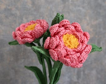 Peony Flower Pattern, Crochet Flowers, Crochet Peony, Floral Designs, PDF Tutorial with Assembly Video