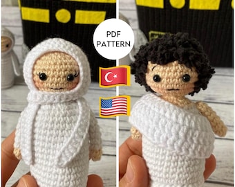 2 in 1, Crochet Muslim Doll, Little Hadjis, Amigurumi Doll, İslamic Toys.
