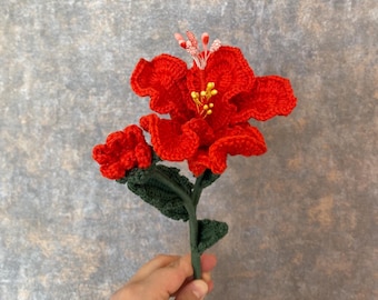 Hibiscus Flower Pattern, Crochet Flowers, Floral Designs, PDF Tutorial with Video (Digital Download)