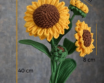 Crochet Sunflower Pattern, Crochet Flowers, Amigurumi Home Decor (PDF + Help Video Link)