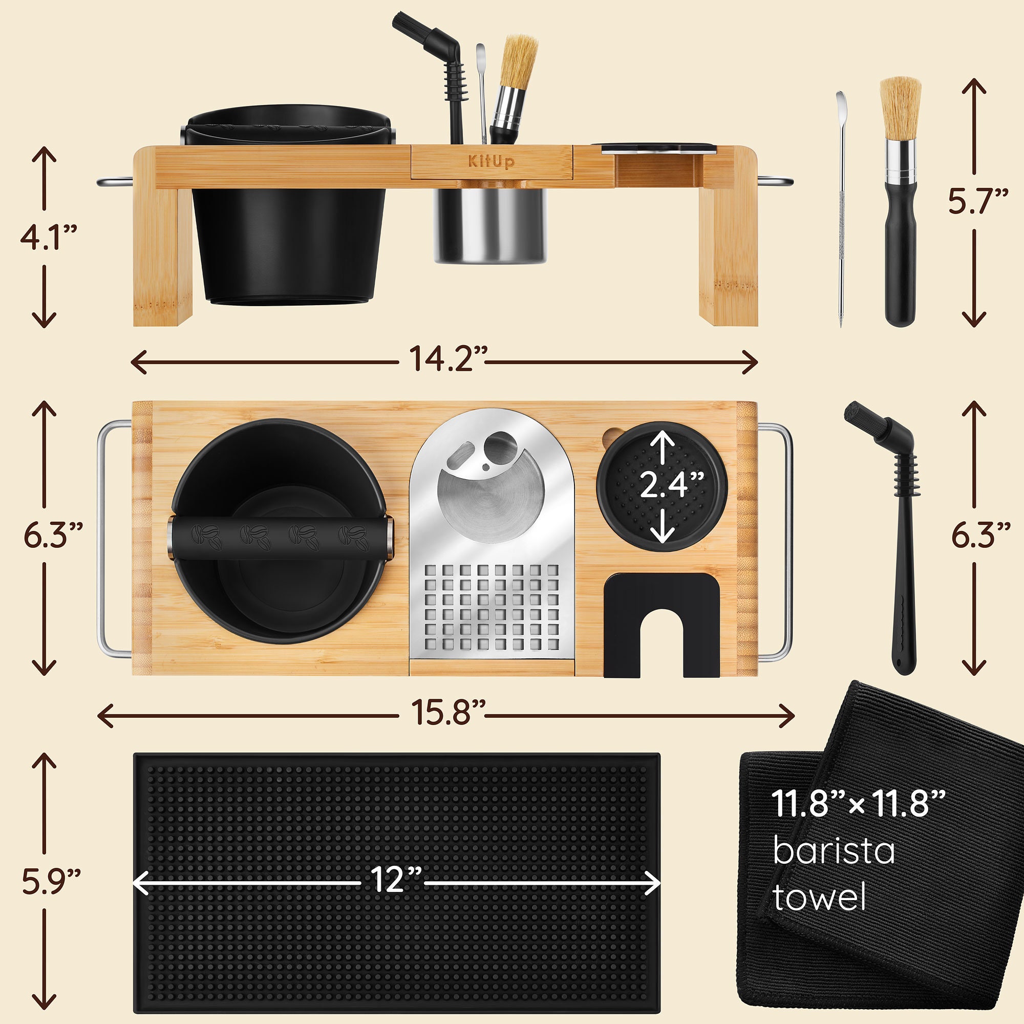 Espresso-Organizer-Box, Espresso-Tamping-Station, universeller, rutschfester