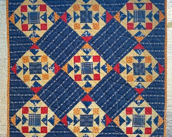 Midnight Stars PDF Quilt pattern 21"x 21." Reproduction quilt