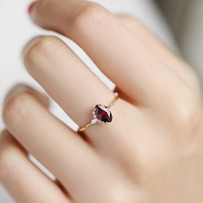Simple & Delicate Ruby Diamond Ring Promise Ring for Her - Etsy