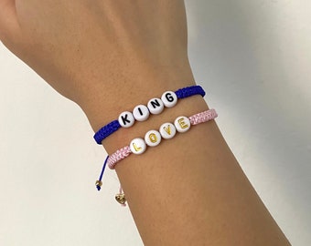 Bracelets assortis, bracelets personnalisés, bracelets initiaux personnalisés, cadeau pour elle, cadeau pour lui, bracelets de meilleur ami, bracelets de famille