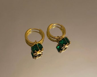 Green Gem Stone Earrings