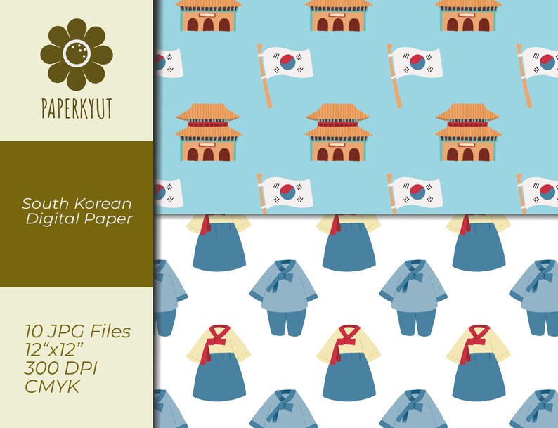South Korea Digital Paper Printable Scrapbook Hangul Korean Etsy