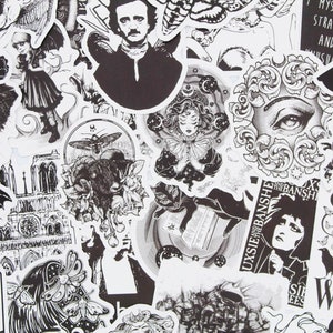 25 Gothic Grunge Horror Sticker Set | Edgar Allan Poe Sticker| Aufkleber Set| Black  Dark Death Emo Rock Punk Metal | Halloween