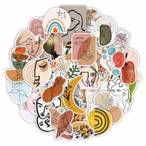 Abstract Art Aesthetic Boho Stickers | Line Art Stickers | Vinyl Sticker Pack | Henri Matisse Picasso Stickers | Female line portrait