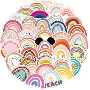 Regenbogen Brücke Cartoon Aufkleber |  Boho rainbow Journal Sticker | Vinyl Sticker Pack | Pastell Regenbogen | Wasserfest Sticker