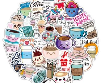 Pegatinas de café | Pegatinas de bebidas | Paquete de pegatinas de vinilo | Pegatinas para amantes del café | Adictos a la cafeína | Pegatinas del planificador | capuchino
